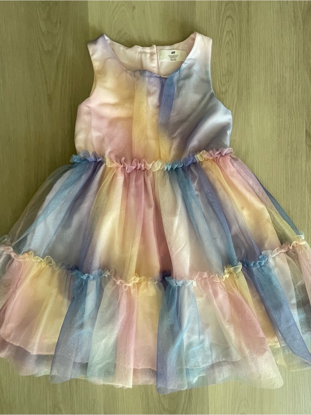H&M Pastel Rainbow Tulle Party Dress in Pink, Blue, Yellow, Purple